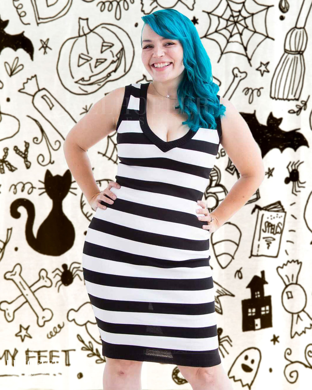 Essential Pisces Dress - Creepy & Kooky Stripes