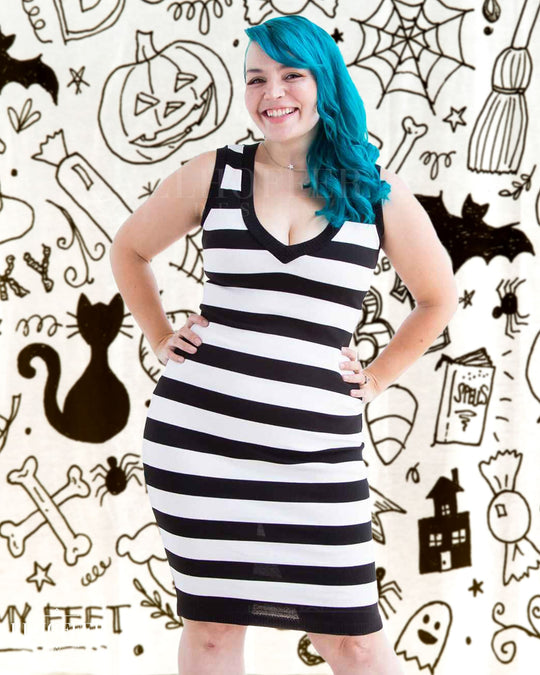 Essential Pisces Dress - Creepy & Kooky Stripes