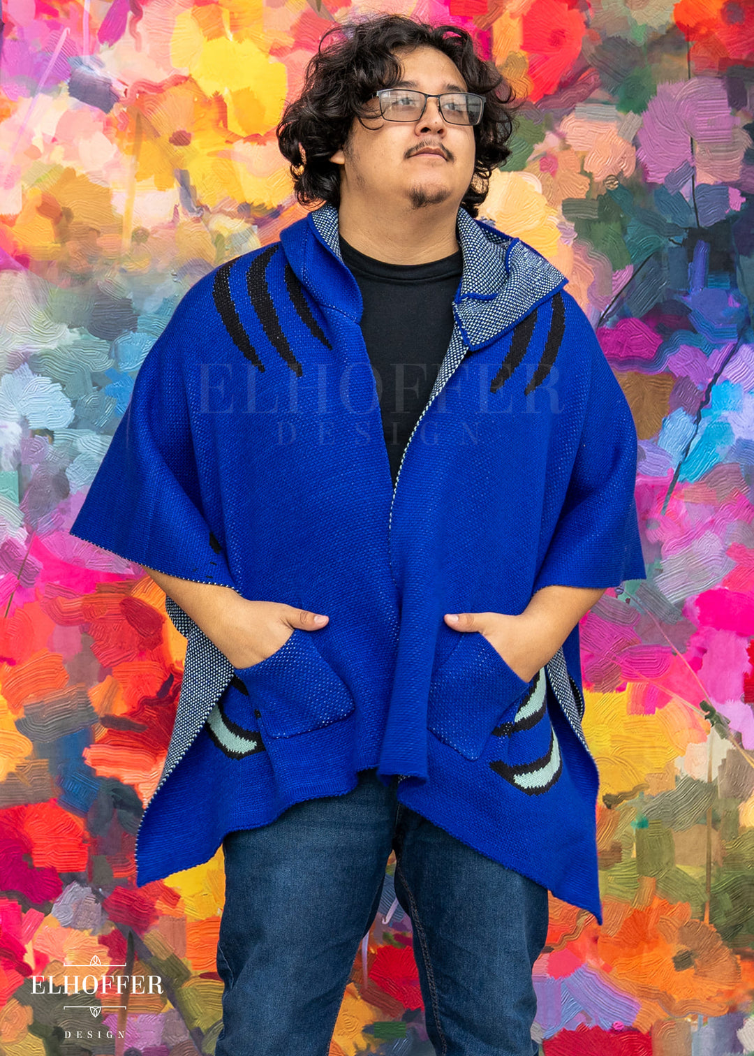 PREORDER - Blue Tiger Hooded Poncho