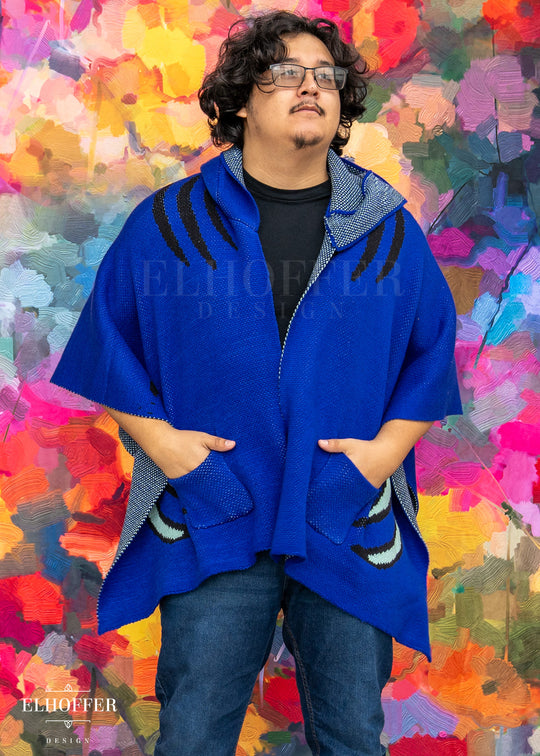 PREORDER - Blue Tiger Hooded Poncho