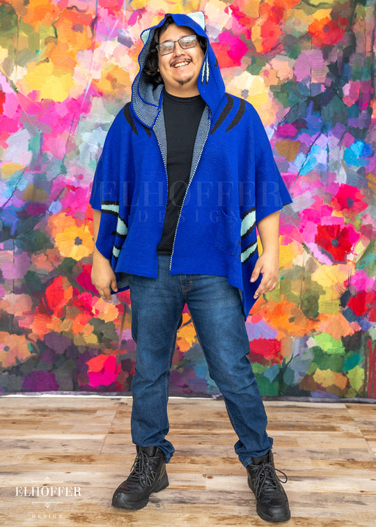 PREORDER - Blue Tiger Hooded Poncho