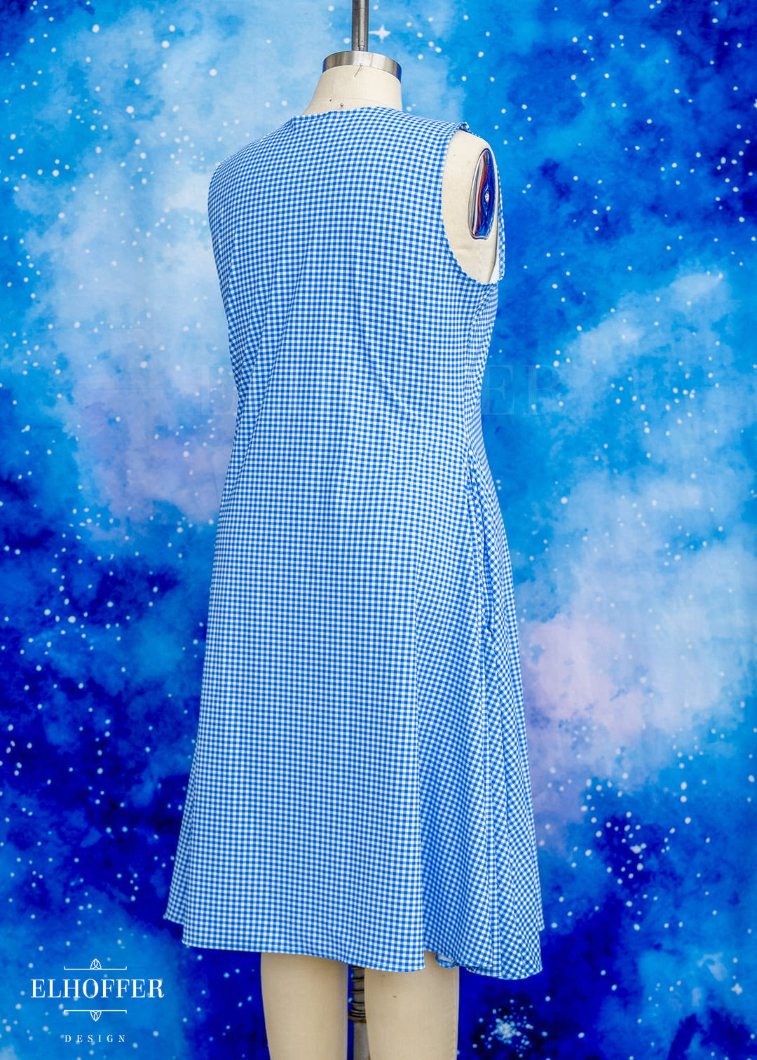 Essential Knee Length Dress - Blue & White Gingham