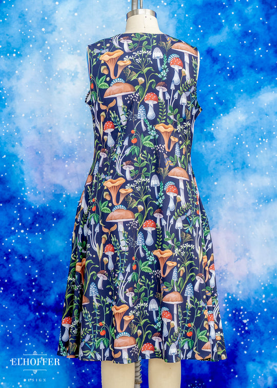 Essential Knee Length Dress - Foraging Mushrooms