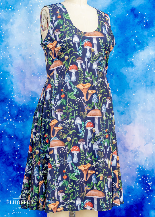 Essential Knee Length Dress - Foraging Mushrooms