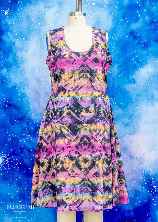 Essential Knee Length Dress - Rainbow Digital Galaxy