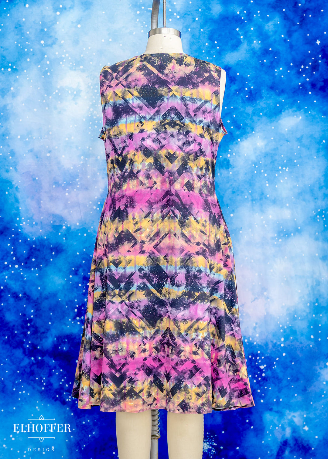 Essential Knee Length Dress - Rainbow Digital Galaxy