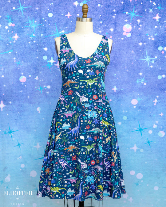 Essential Aquarius Knee Length Dress - Dinosaurs