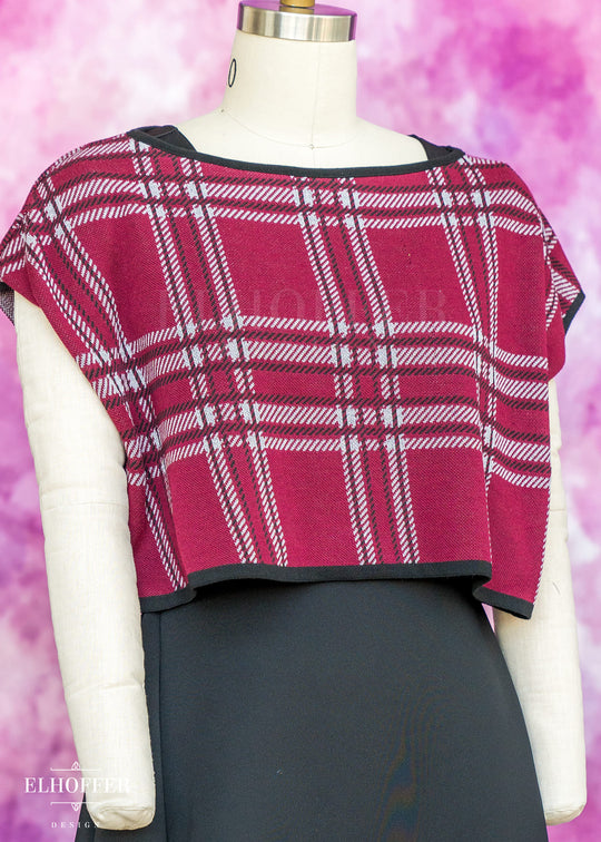 Essential Tartan Boatneck Crop