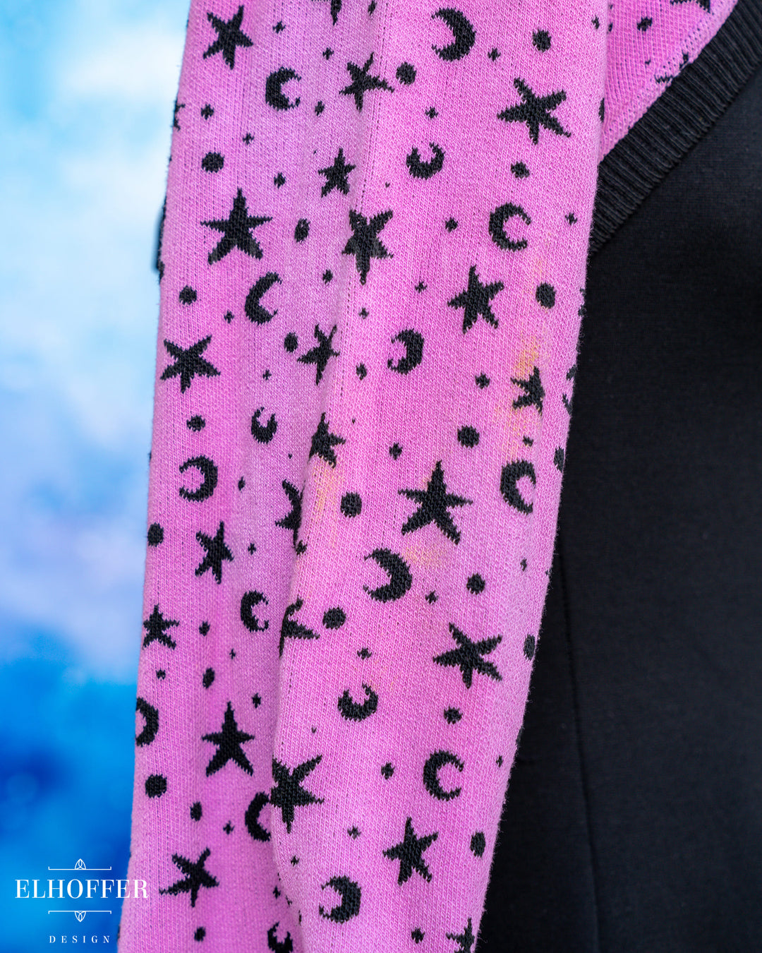 Hand Dyed - Essential Capricorn Crop Hoodie - Pale Magenta Starry Witch - Large - Final Sale - Discoloration