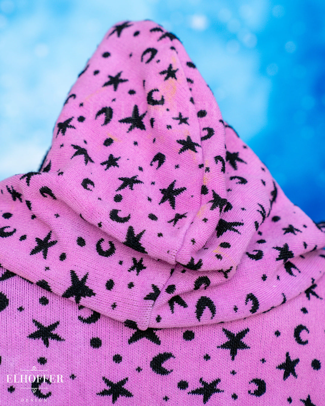 Hand Dyed - Essential Capricorn Crop Hoodie - Pale Magenta Starry Witch - Large - Final Sale - Discoloration