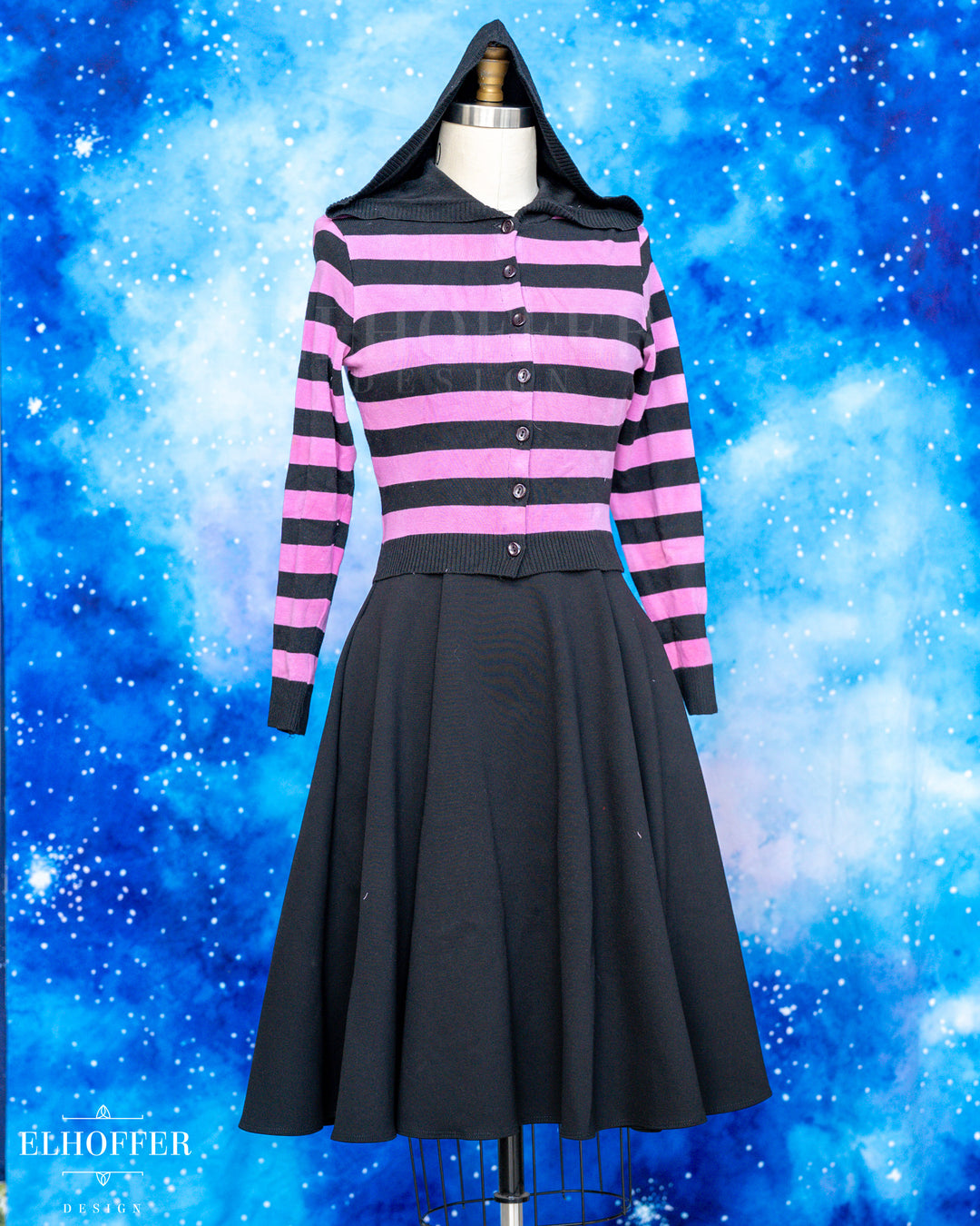 Hand Dyed - Creepy & Kooky Hooded Cardi - Pink - Size M - Final Sale