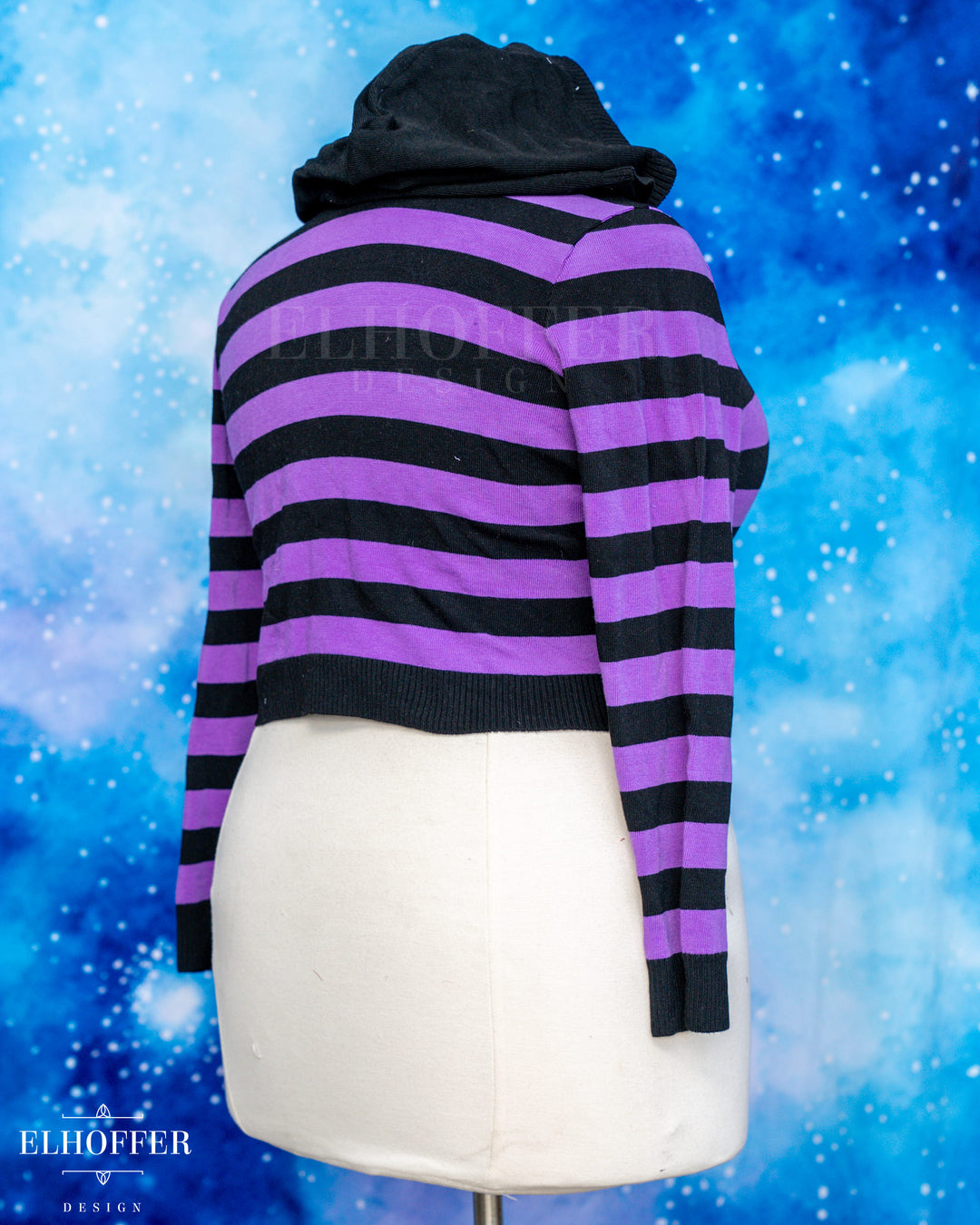 Hand Dyed - Creepy & Kooky Hooded Cardi - Purple - Size 3XL - Final Sale