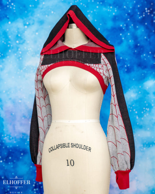 Spiderweb Capricorn Hooded Crop - Silk Red