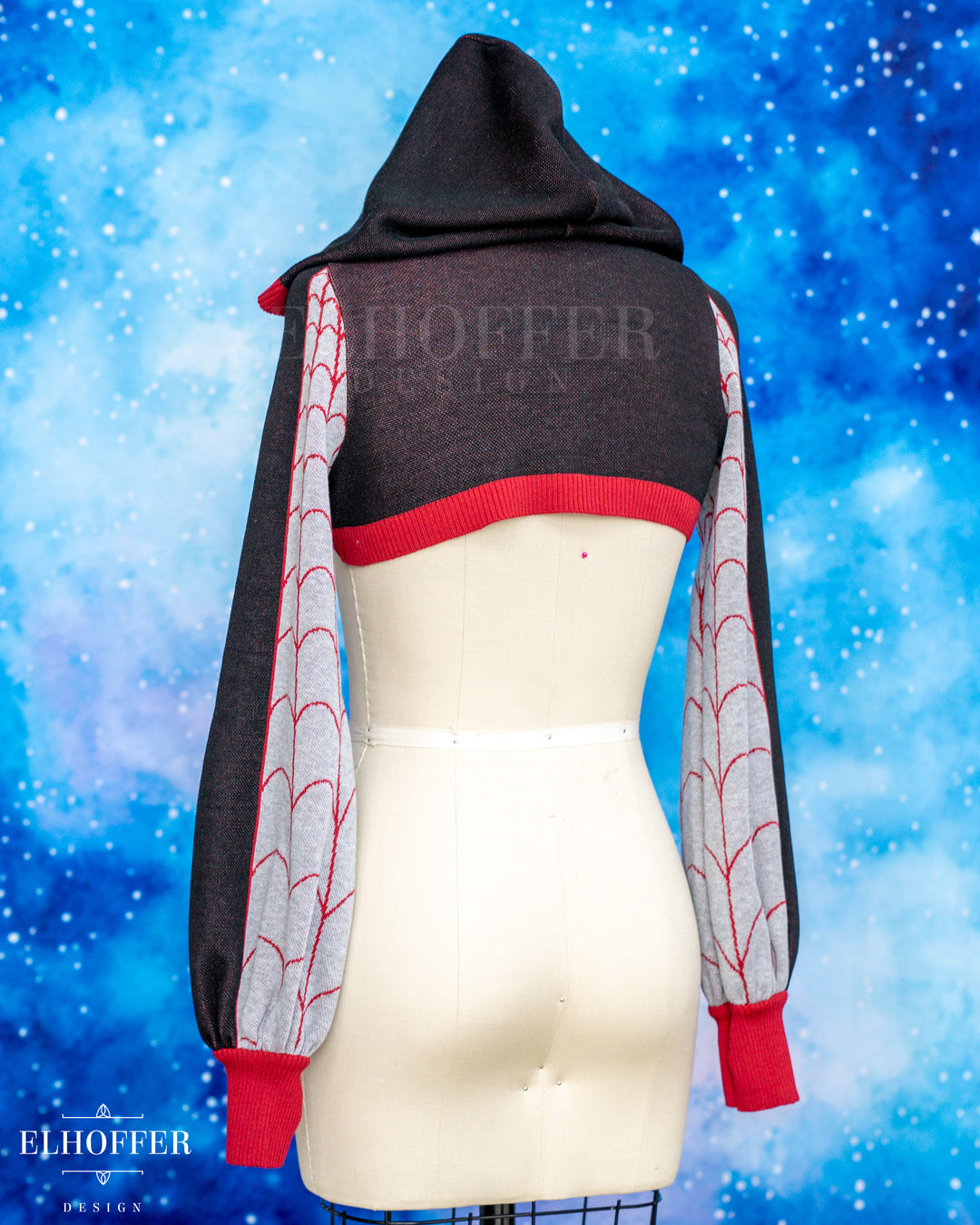 Spiderweb Capricorn Hooded Crop - Silk Red