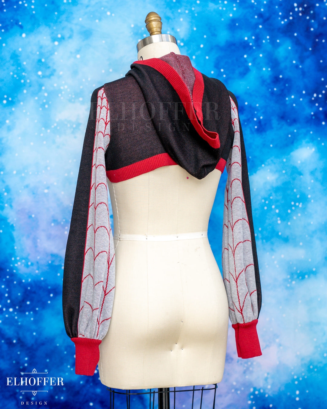 Spiderweb Capricorn Hooded Crop - Silk Red