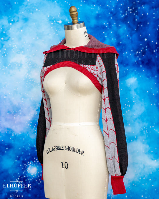 Spiderweb Capricorn Hooded Crop - Silk Red