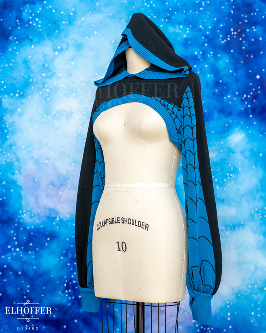 Spiderweb Capricorn Hooded Crop - Fantastic Turquoise