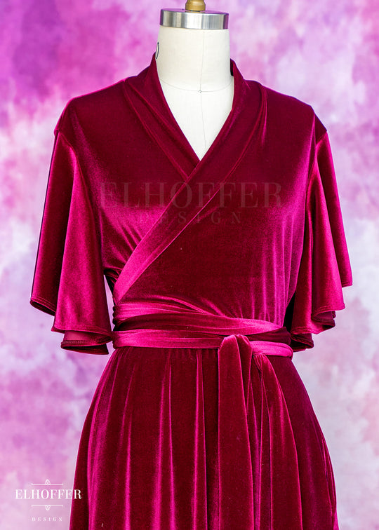 PREORDER - Essential Isabella Maxi Wrap Dress - Rhodonite Velvet