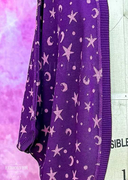 Essential Starry Witch Dolman - Sinister Purple with Pink Stars