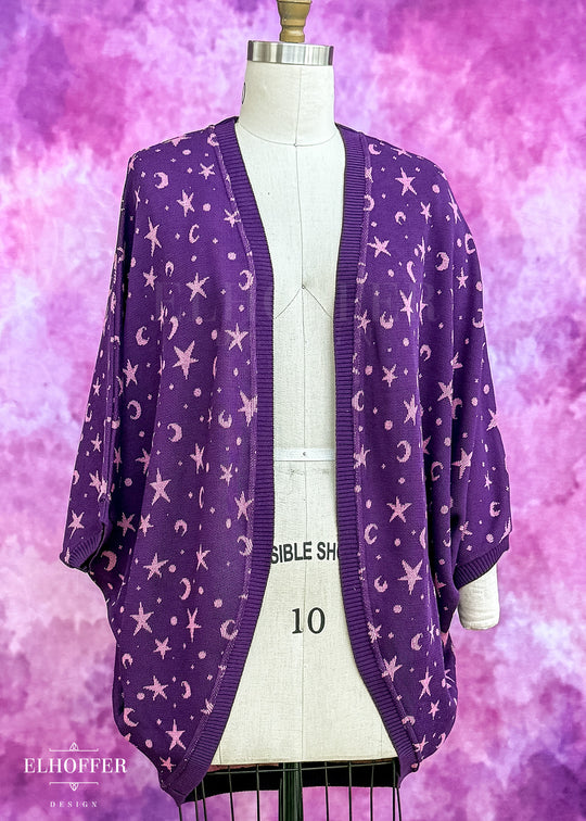 Essential Starry Witch Dolman - Sinister Purple with Pink Stars