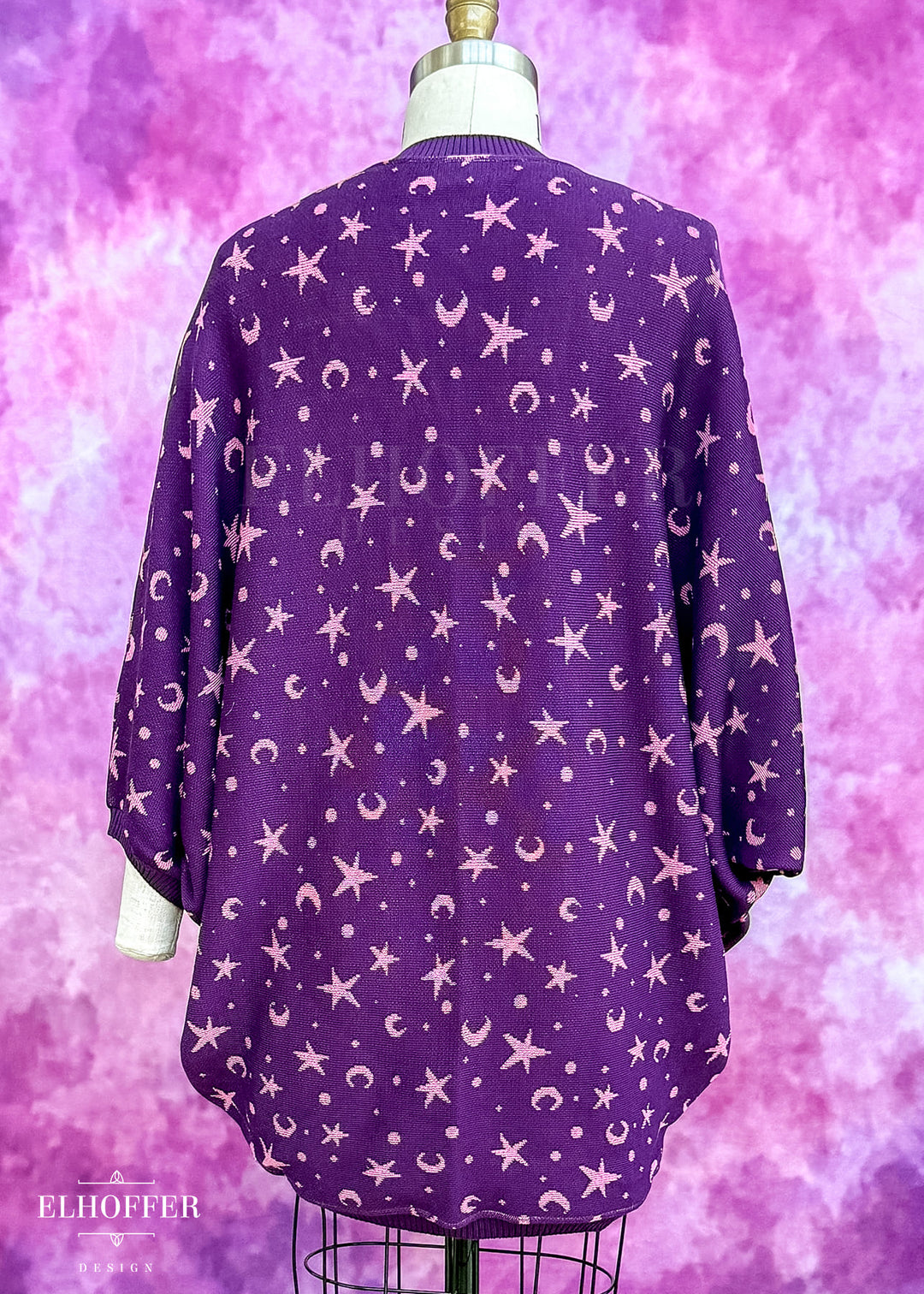 Essential Starry Witch Dolman - Sinister Purple with Pink Stars