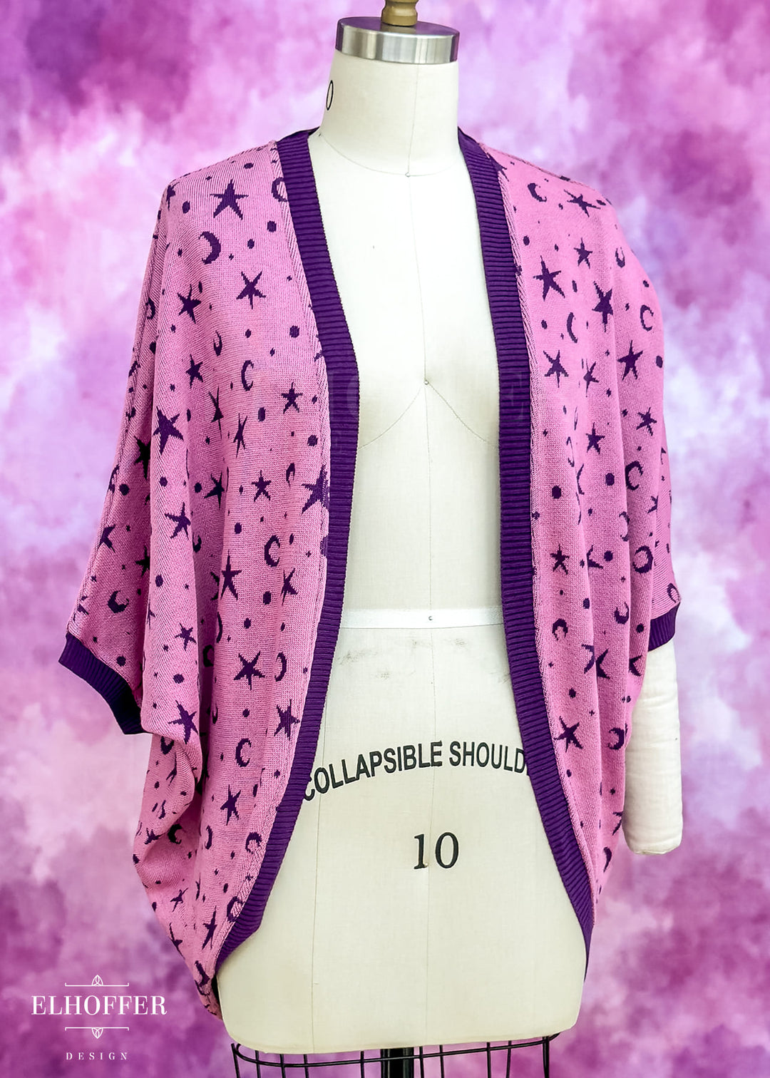 Essential Starry Witch Dolman - Pink with Sinister Purple Stars