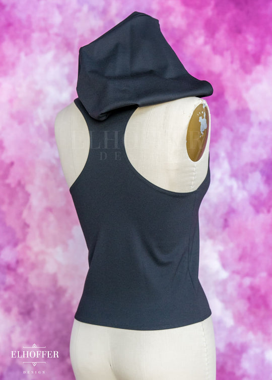 Essential Mara Hooded Top - Black Ponte