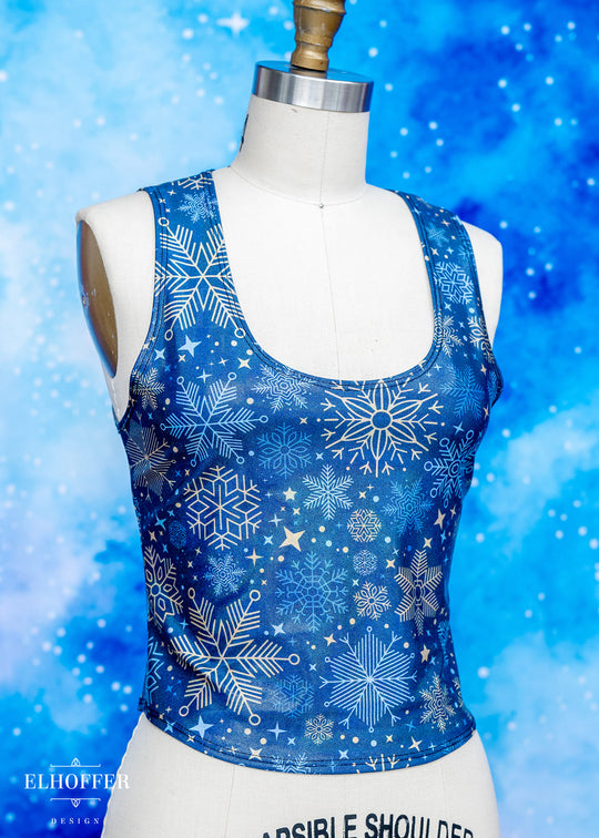 Handmade Buffy Crop Top - Shiny Snowflakes