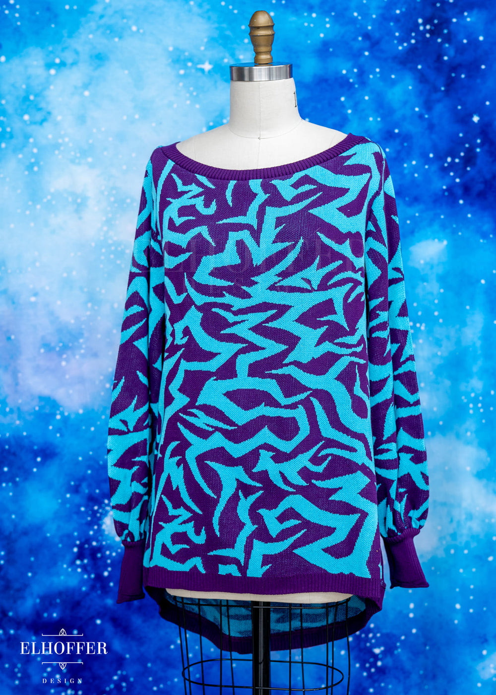Demon Scars Oversize Sweater - Strategy Purple