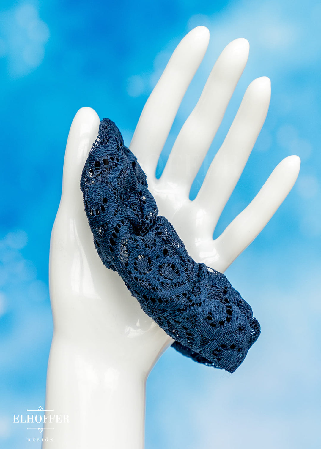 Navy Lace Scrunchie