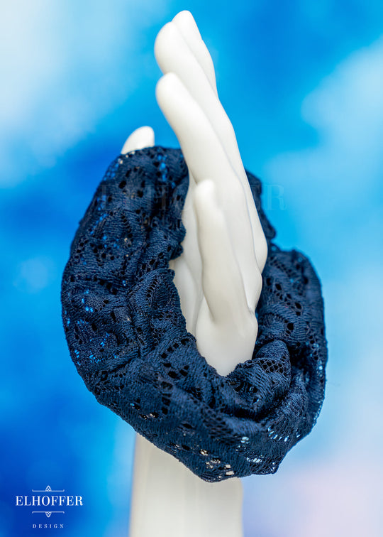 Navy Lace Scrunchie