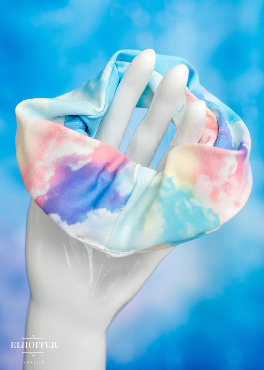 Rainbow Pastel Clouds Scrunchie