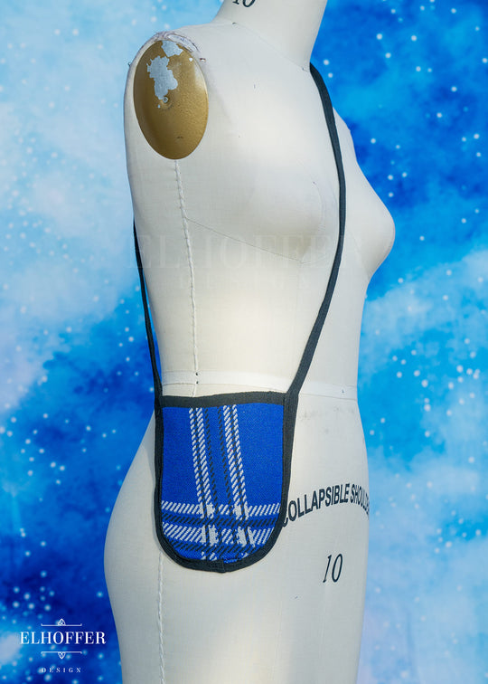 Knit Cross-Body Pouchette - Cobalt Tartan