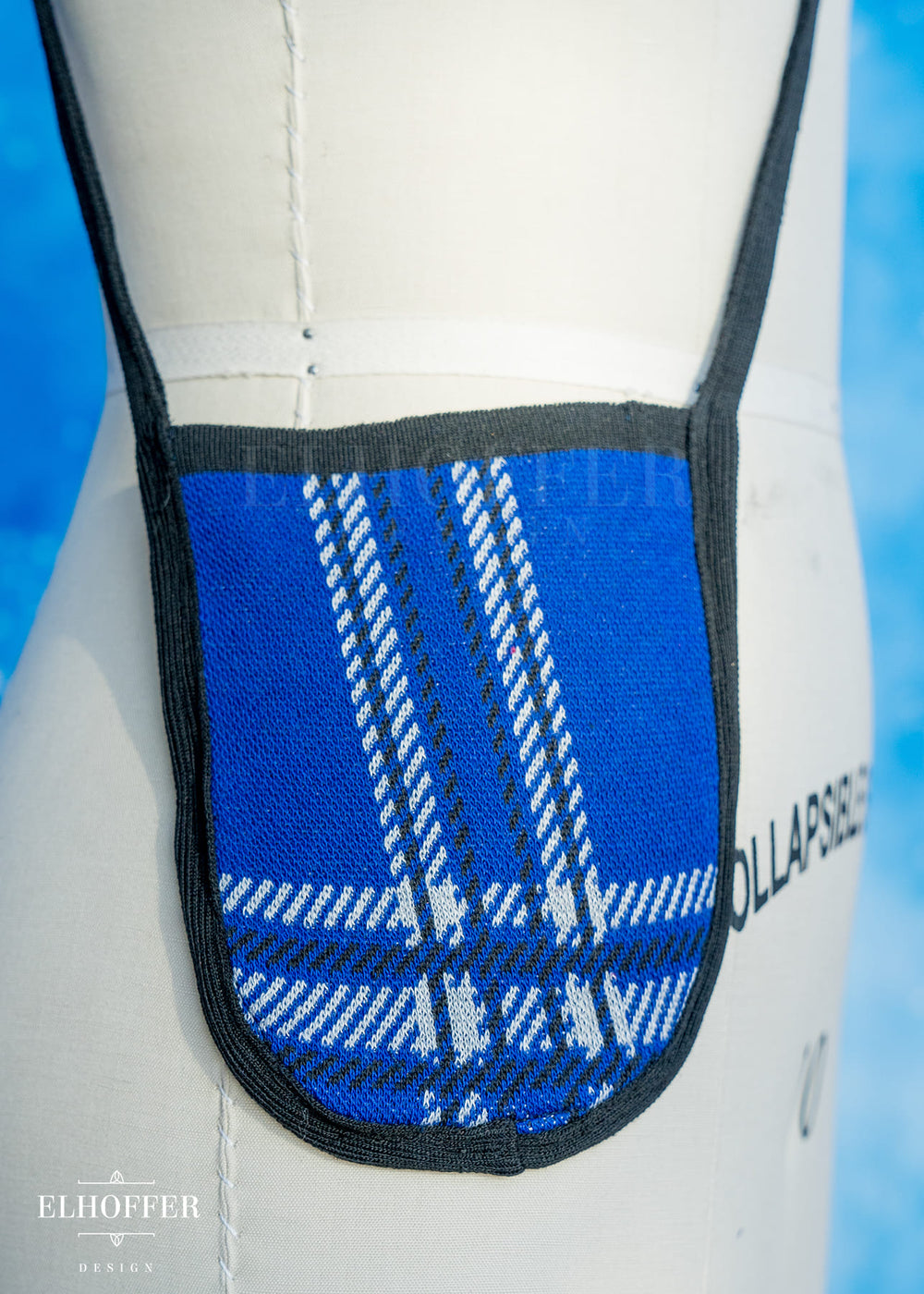 Knit Cross-Body Pouchette - Cobalt Tartan