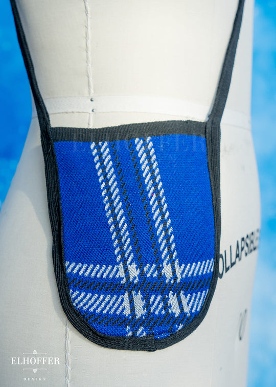 Knit Cross-Body Pouchette - Cobalt Tartan