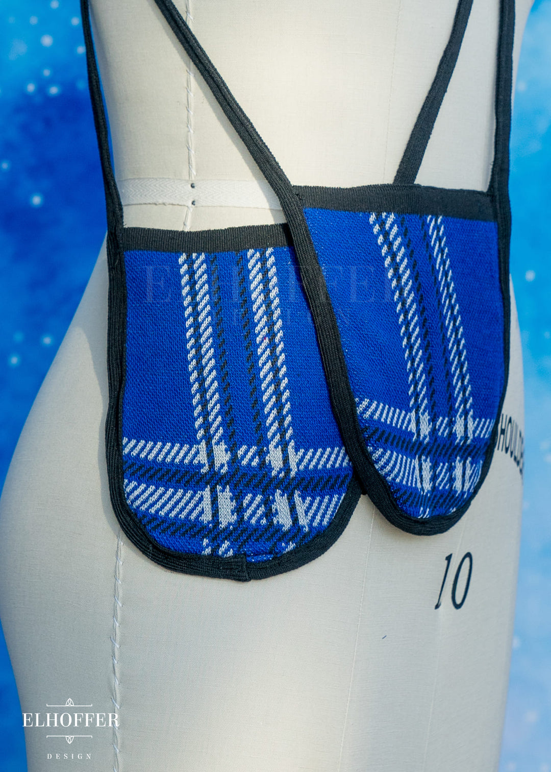 Knit Cross-Body Pouchette - Cobalt Tartan