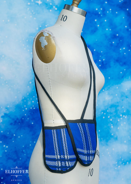 Knit Cross-Body Pouchette - Cobalt Tartan