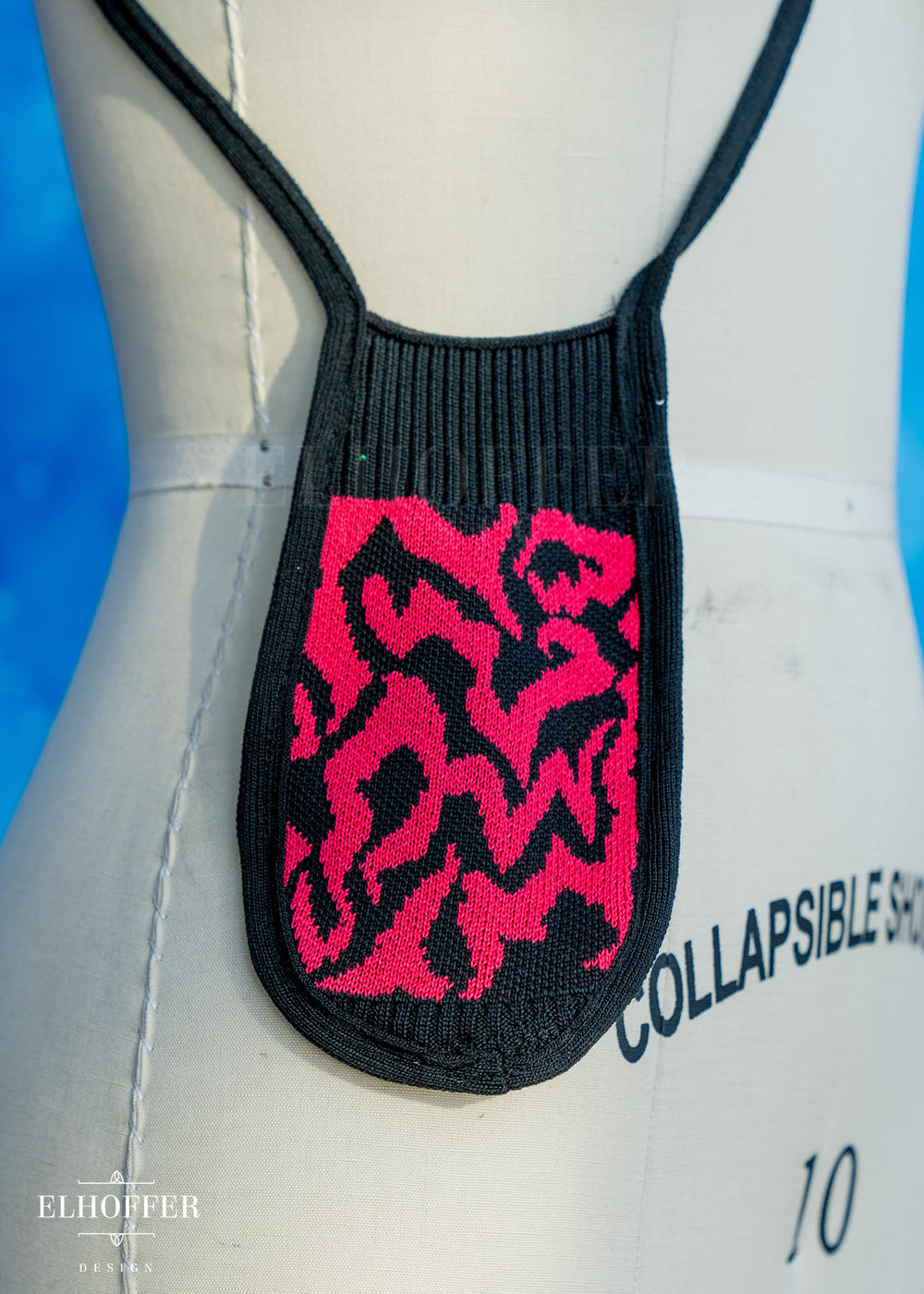 Knit Cross-Body Pouchette - Demon Marking Black/Fuchsia