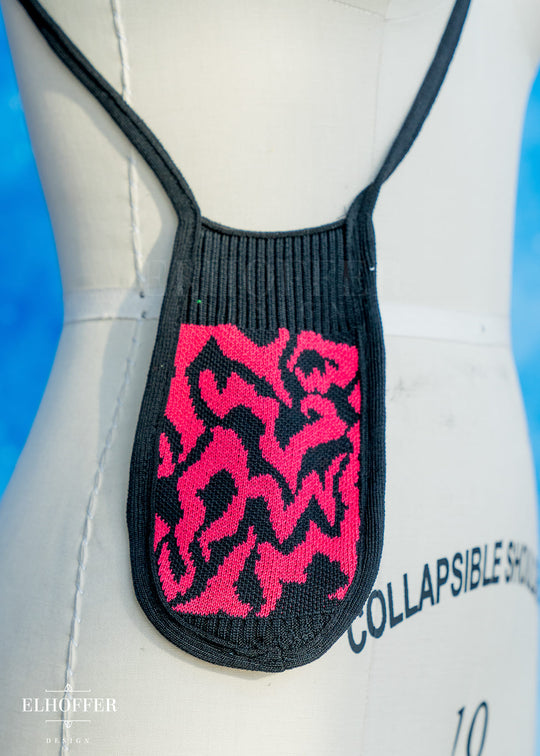 Knit Cross-Body Pouchette - Demon Marking Black/Fuchsia