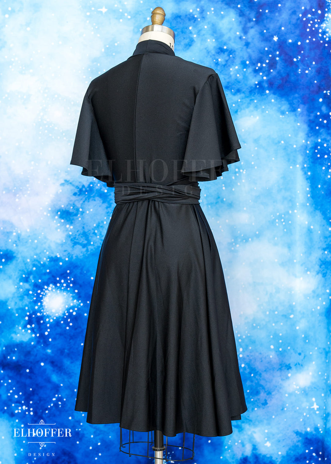Essential Luisa Wrap Dress - Black Shiny Spandex