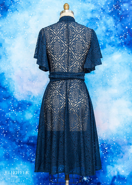 Essential Luisa Wrap Dress - Navy Diamond Lace