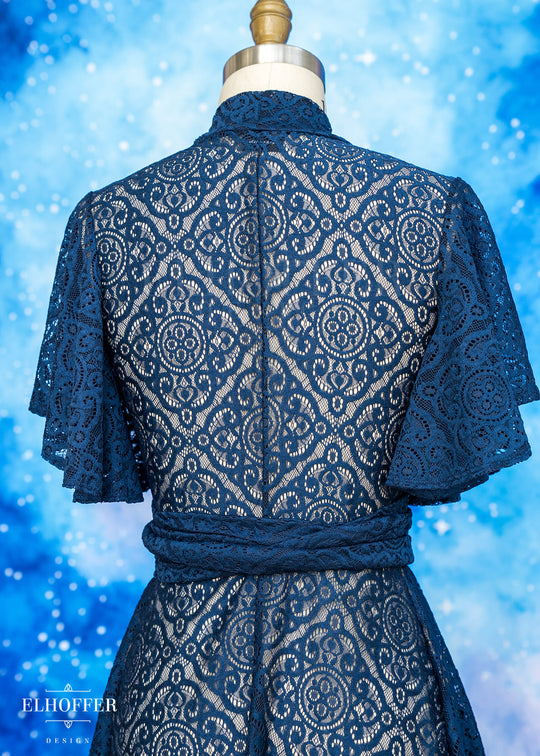 Essential Luisa Wrap Dress - Navy Diamond Lace