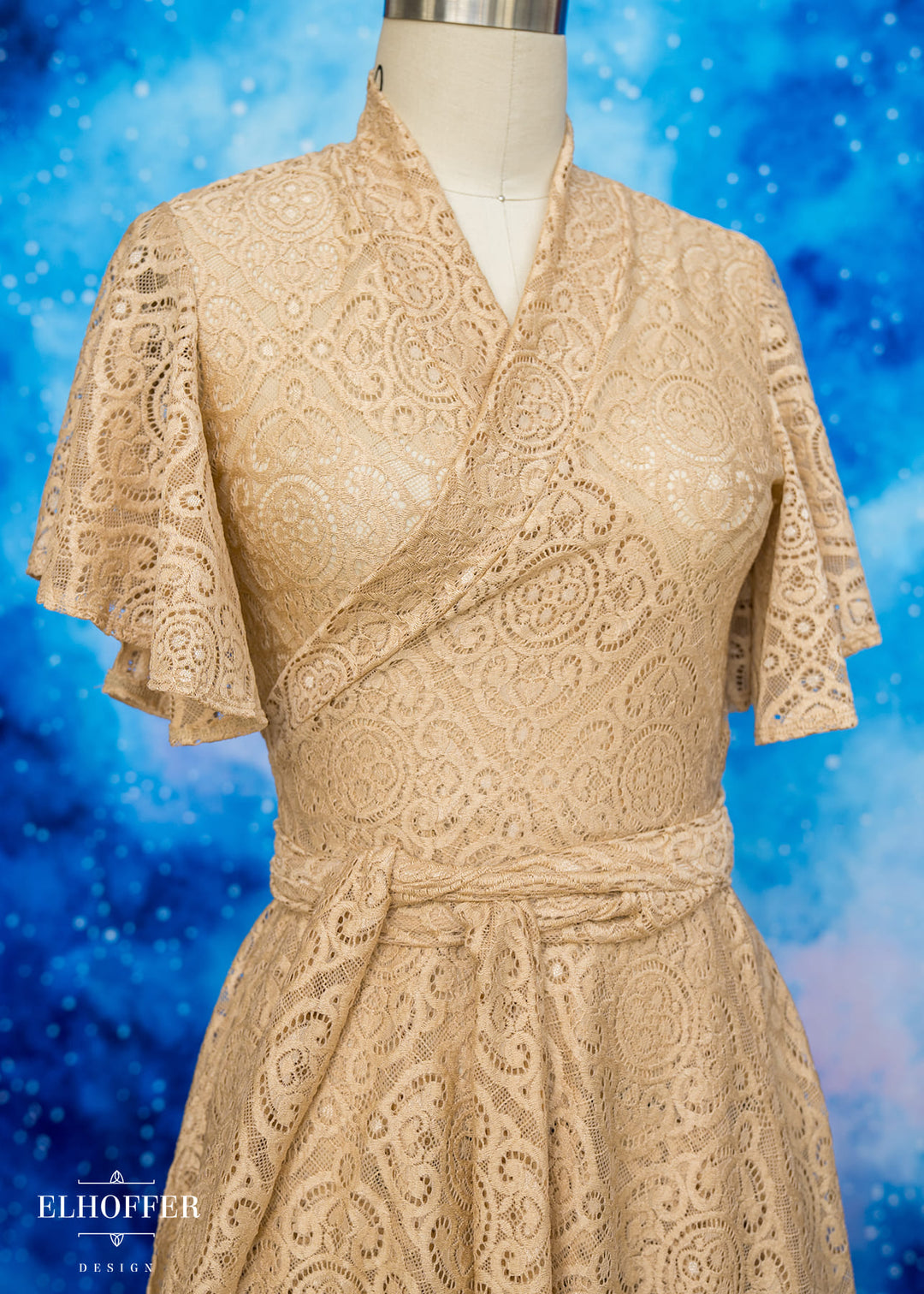 Essential Luisa Wrap Dress - Champagne Diamond Lace