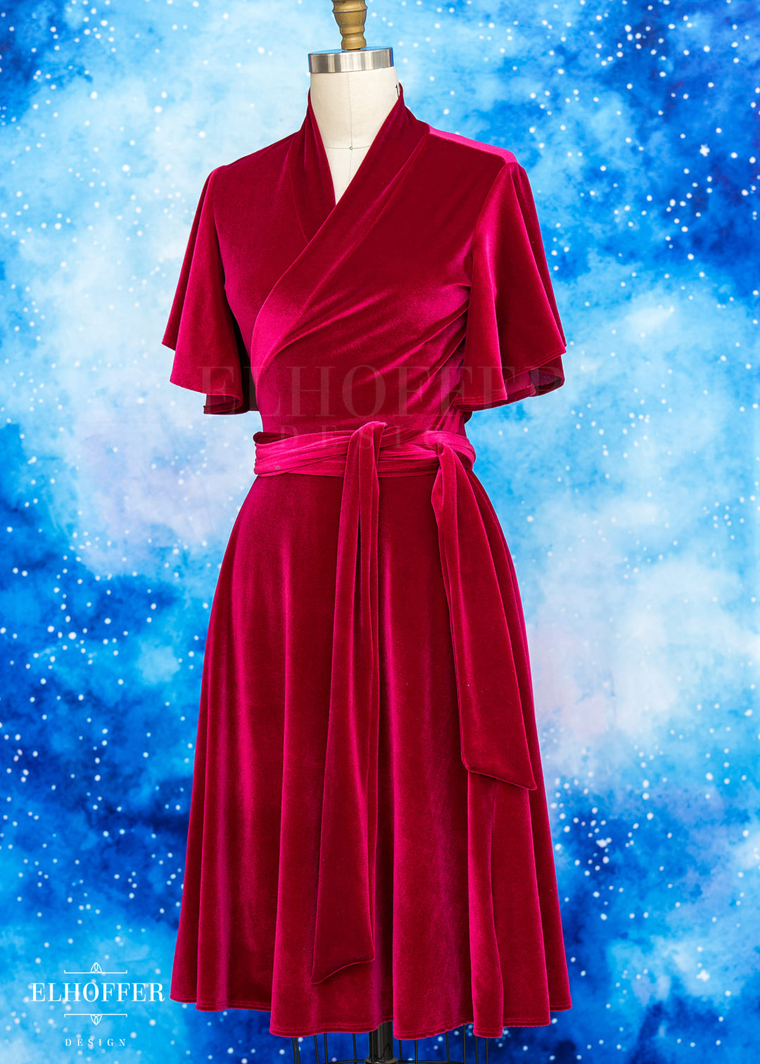 Essential Luisa Wrap Dress - Crimson Velvet