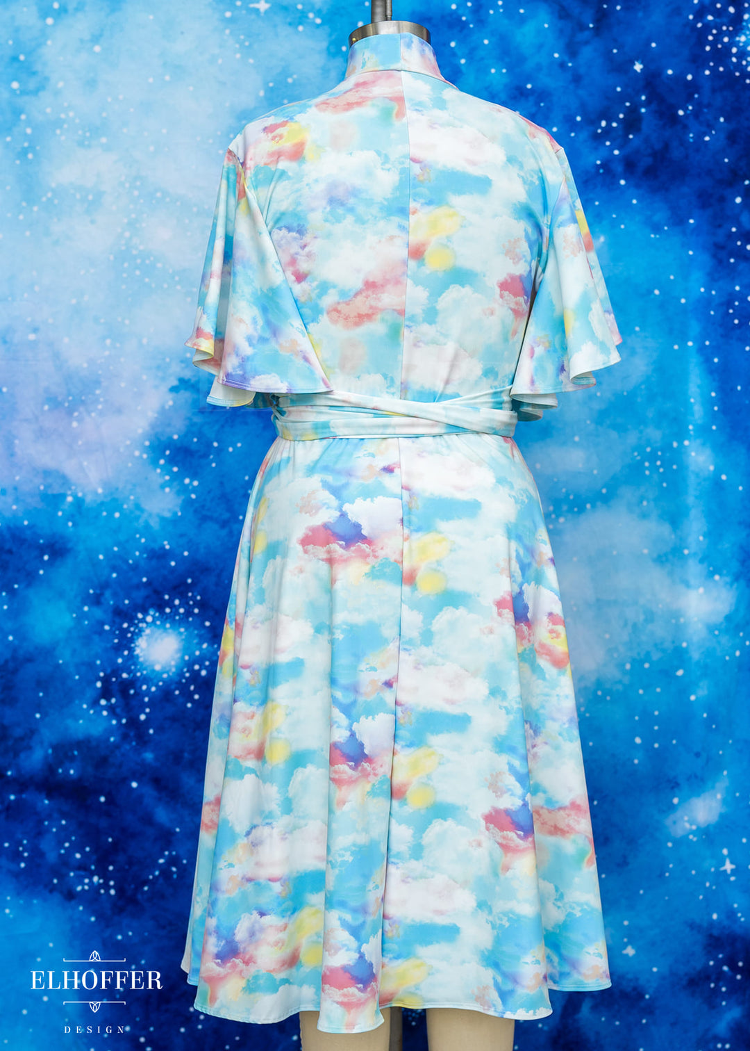Essential Luisa Wrap Dress - Rainbow Pastel Clouds