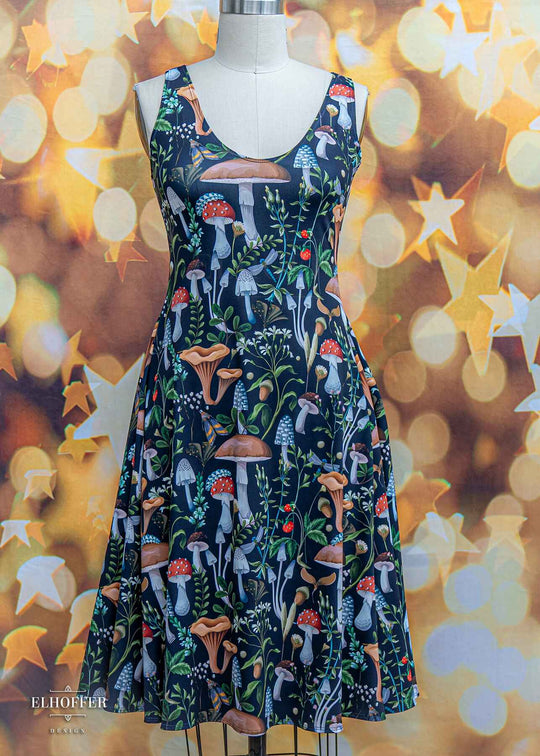 Essential Aquarius Knee Length Dress - Foraging Mushrooms