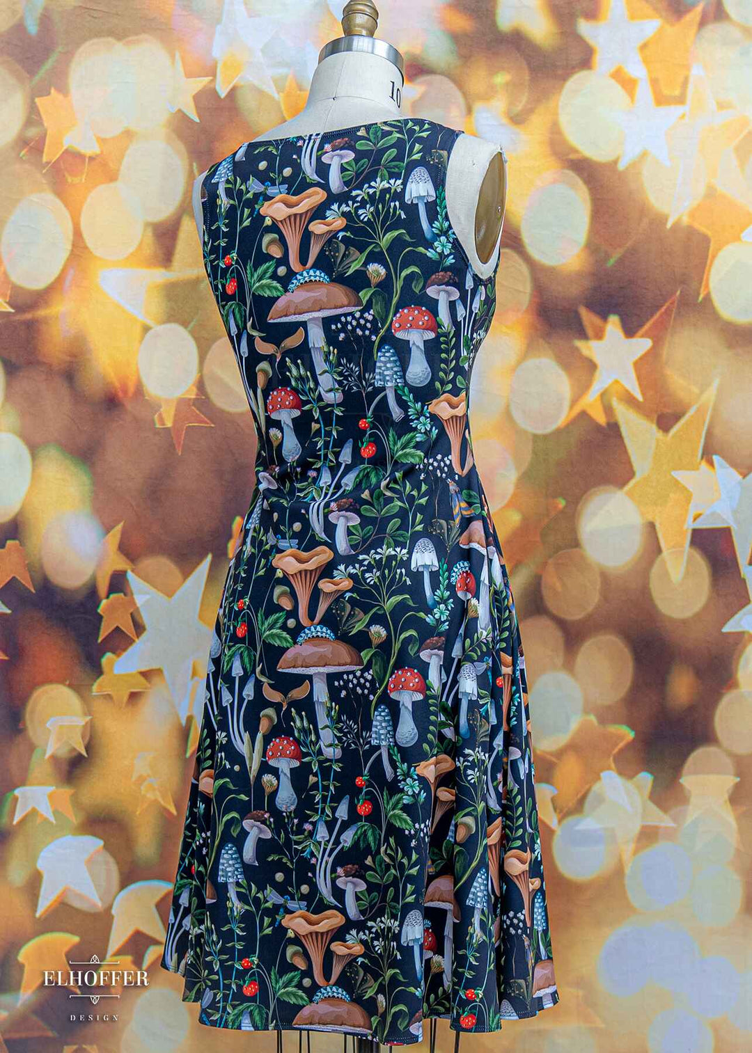 Essential Aquarius Knee Length Dress - Foraging Mushrooms