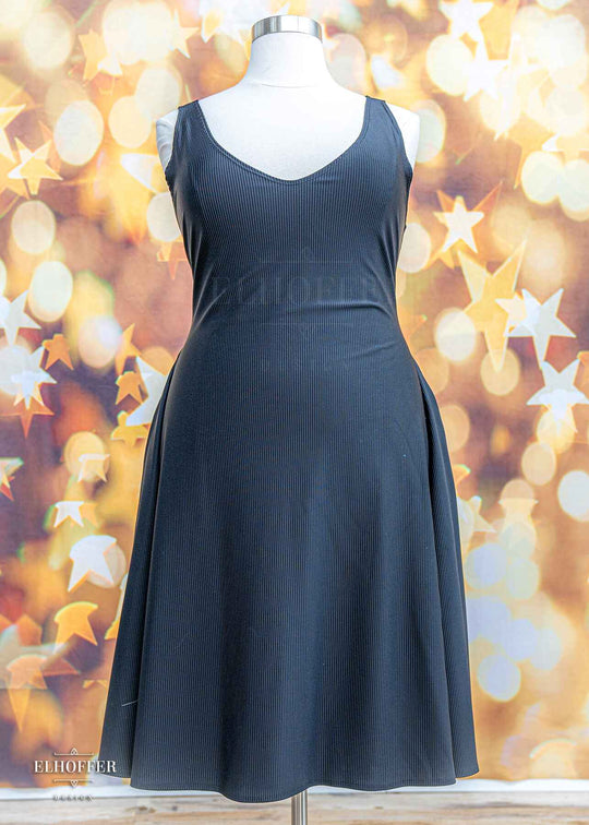 Essential Aquarius Knee Length Dress - Black Rib