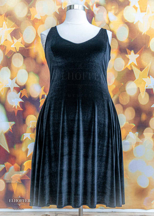 Essential Aquarius Knee Length Dress - Black Velvet