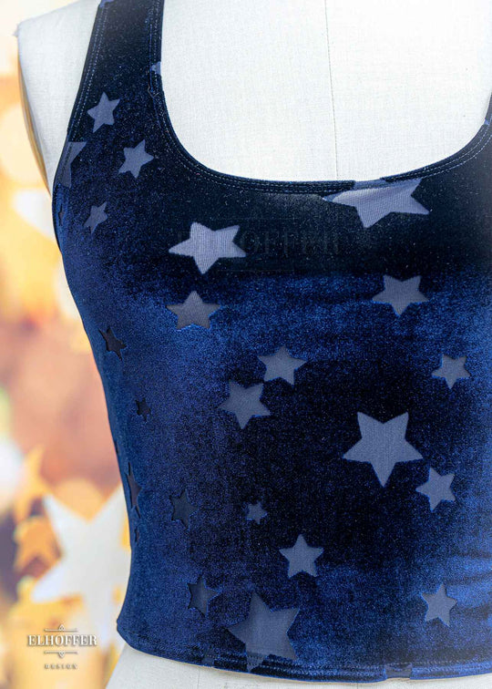 Essential Buffy Crop Top - Navy Stars Burnout Velvet